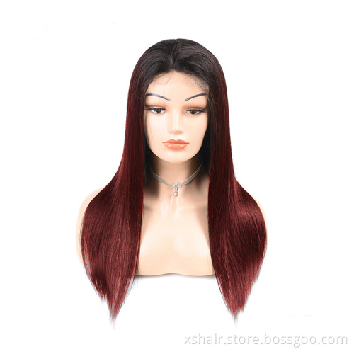 99J Burgundy Red Color Customized Texture Long 30 Inches Brazilian Cuticle Aligned Hair Lace Front Wigs